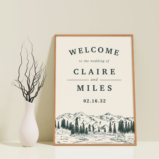 Affiche de bienvenue Mariage Hunter Green Mountain