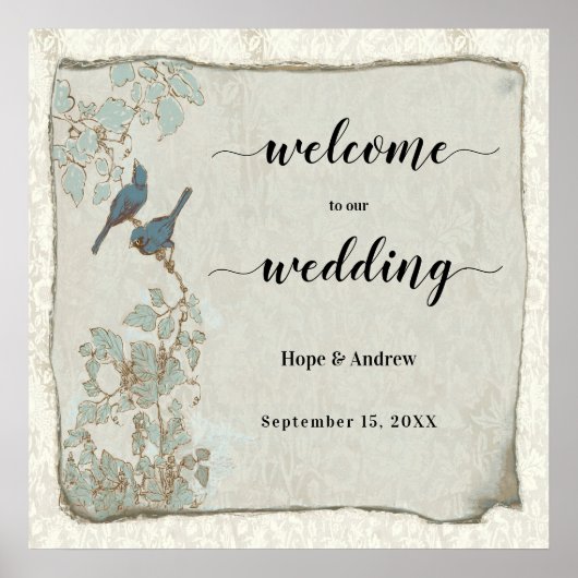 Affiche de bienvenue Mariage Inséparable turquoise (Devant)