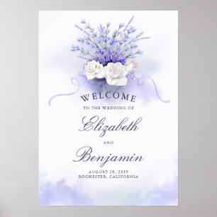 Affiche de bienvenue Mariage Lavenders et White Ro