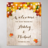 Affiche de bienvenue Mariage Lights String Leaves (Devant)