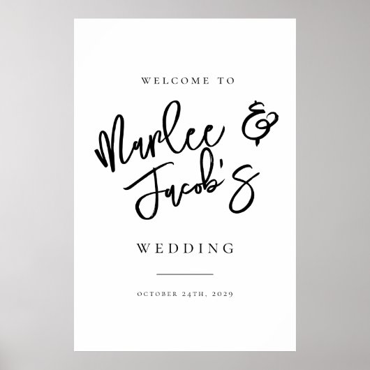 Affiche de bienvenue Mariage manuscrite moderne ch (Devant)