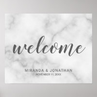 Affiche de bienvenue Mariage Marbre blanc élégant