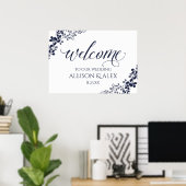 Affiche de bienvenue mariage | Marine & Dusty Blue (Bureau à domicile)