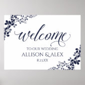 Affiche de bienvenue mariage | Marine & Dusty Blue (Devant)