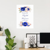 Affiche de bienvenue Mariage marine et rose (Bureau à domicile)