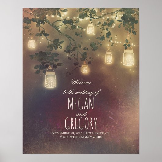Affiche de bienvenue Mariage Mason Jars (Devant)