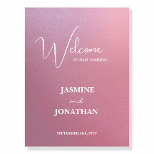 Affiche de bienvenue Mariage minimale Rose élégant