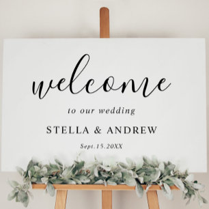Affiche de bienvenue Mariage minimaliste noir et b