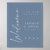 Affiche de bienvenue Mariage minimum Dusty Blue Sc (Devant)
