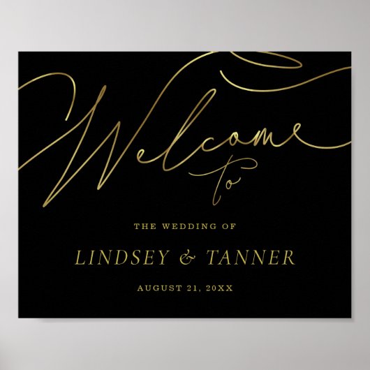 Affiche de bienvenue Mariage moderne avec script o (Devant)