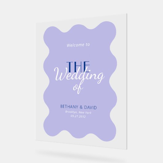 Affiche de bienvenue Mariage moderne Blue Lavender (Angle)