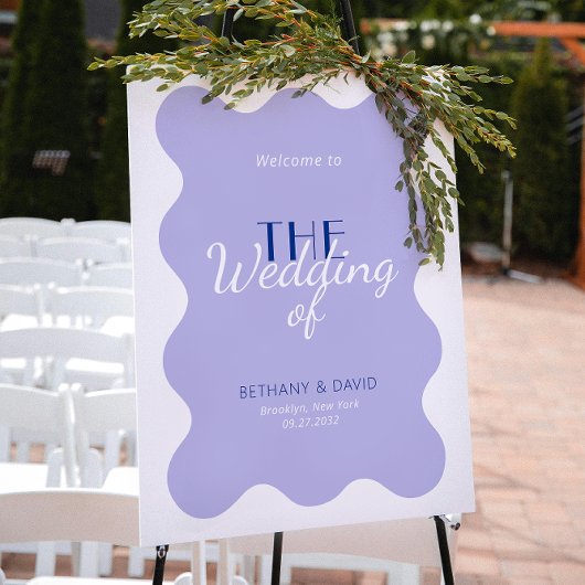 Affiche de bienvenue Mariage moderne Blue Lavender