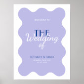 Affiche de bienvenue Mariage moderne Blue Lavender (Devant)