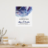 Affiche de bienvenue Mariage moderne Indigo Waterc (Cuisine)