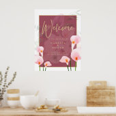 Affiche de bienvenue Mariage moderne Pink Calla Li (Cuisine)