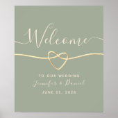 Affiche de bienvenue Mariage moderne Sage Green (Devant)