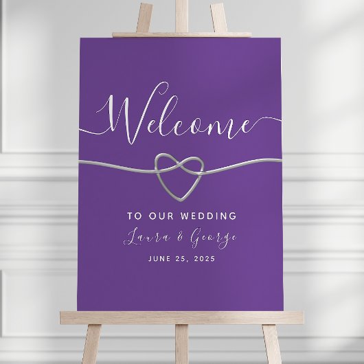 Affiche de bienvenue Mariage moderne Silver Purple