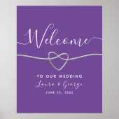 Affiche de bienvenue Mariage moderne Silver Purple (Devant)