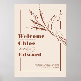 Affiche de bienvenue Mariage moderne Terracotta et