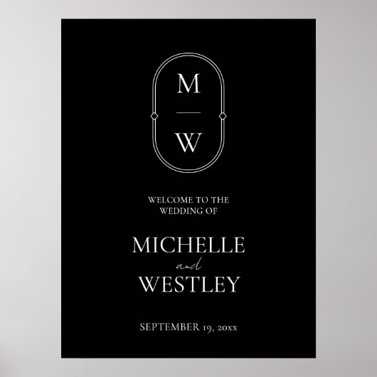 Affiche de bienvenue Mariage monogramme minimalist (Devant)