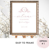 Affiche de bienvenue Mariage Monogramme Rose verti