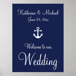 Affiche de bienvenue Mariage Nautique Avec Ancre