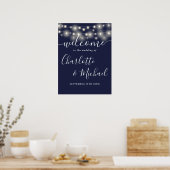 Affiche de bienvenue Mariage Navy Blue String Ligh (Cuisine)