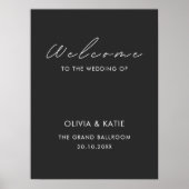 Affiche de bienvenue Mariage noir (Devant)