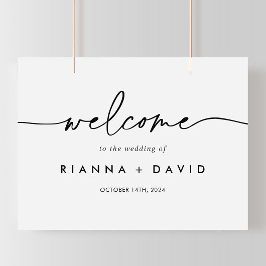 Affiche de bienvenue Mariage noir blanc classique