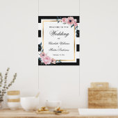 Affiche de bienvenue Mariage noir blanc or rose ro (Cuisine)