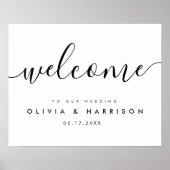Affiche de bienvenue Mariage noir moderne Script (Devant)