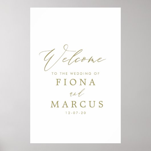 Affiche de bienvenue Mariage or (Devant)