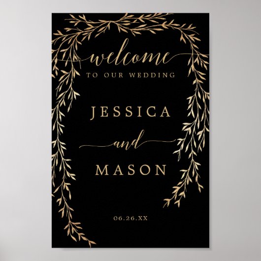 Affiche de bienvenue Mariage or glamour (Devant)