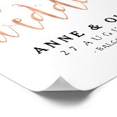 Affiche de bienvenue Mariage or rose Rustique (Coin)