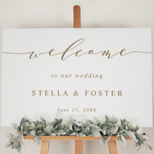 Affiche de bienvenue Mariage or simple et moderne