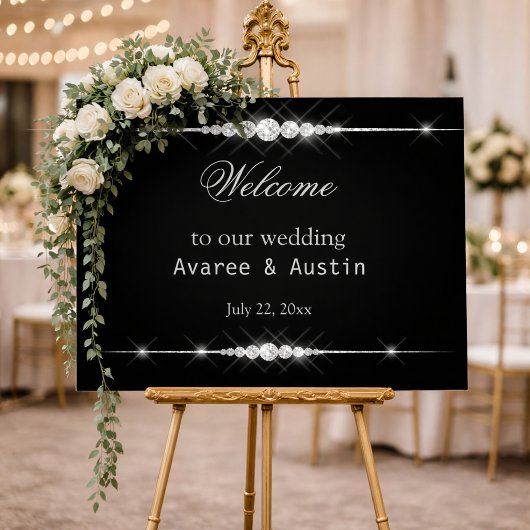 Affiche de bienvenue Mariage Paillettes de Diamant