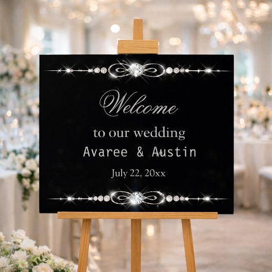 Affiche de bienvenue Mariage Paillettes de Diamant