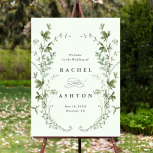 Affiche de bienvenue Mariage Pale Green Elegant Fl
