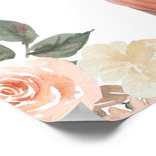 Affiche de bienvenue Mariage Peach Floral Anand Ka (Coin)