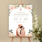 Affiche de bienvenue Mariage Peach Floral Anand Ka