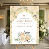 Affiche de bienvenue Mariage Peach Floral Anand Ka