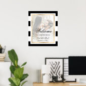 Affiche de bienvenue Mariage photo Black White Gol (Bureau à domicile)