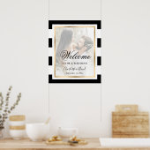 Affiche de bienvenue Mariage photo Black White Gol (Cuisine)