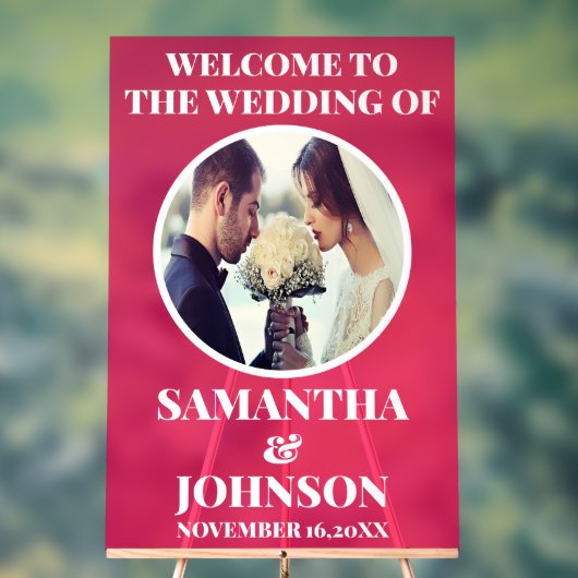 Affiche de bienvenue Mariage photo magenta acryliq (Neutre)