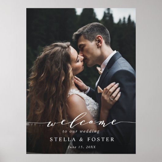 Affiche de bienvenue Mariage photo moderne en blan (Devant)