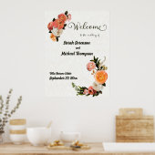 Affiche de bienvenue mariage Poster floral personn (Cuisine)