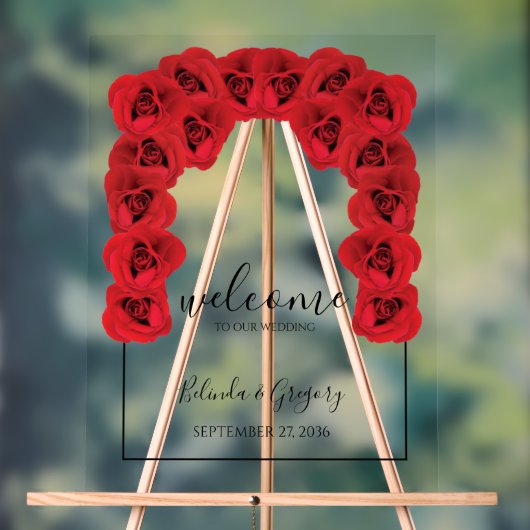 Affiche de bienvenue Mariage Red Roses (Neutre)