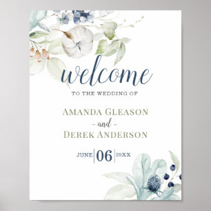 Affiche de bienvenue Mariage romantique