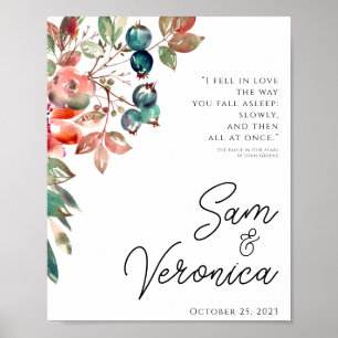 Affiche de bienvenue Mariage romantique Blush Mauv