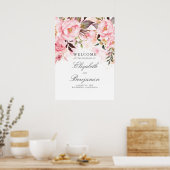 Affiche de bienvenue Mariage rose (Cuisine)